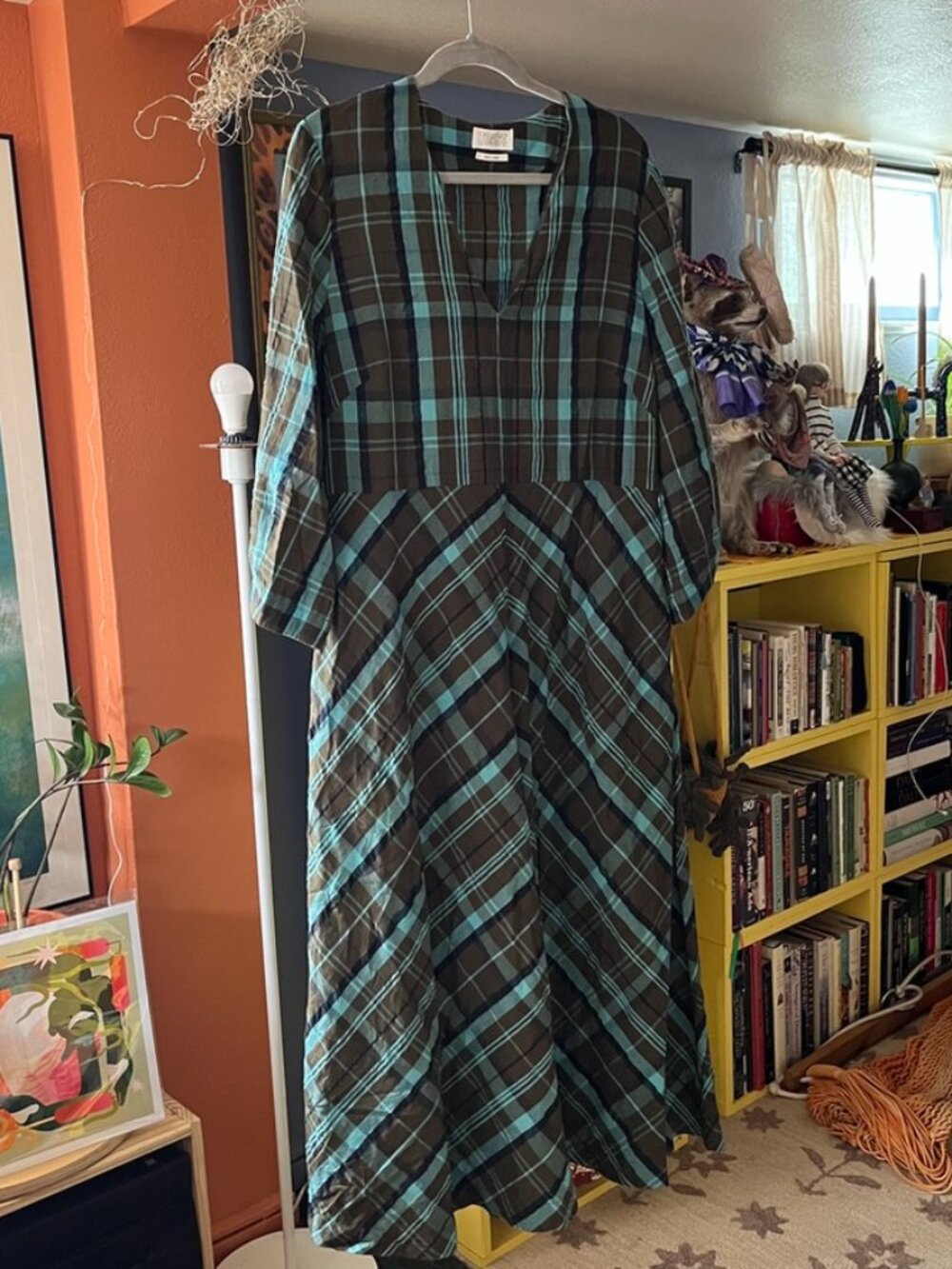 TOAST Astrid Check Seersucker Dress EUC UK 18 US 14 100% Cotton